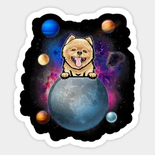 Pomeranian On The Moon Galaxy Sticker